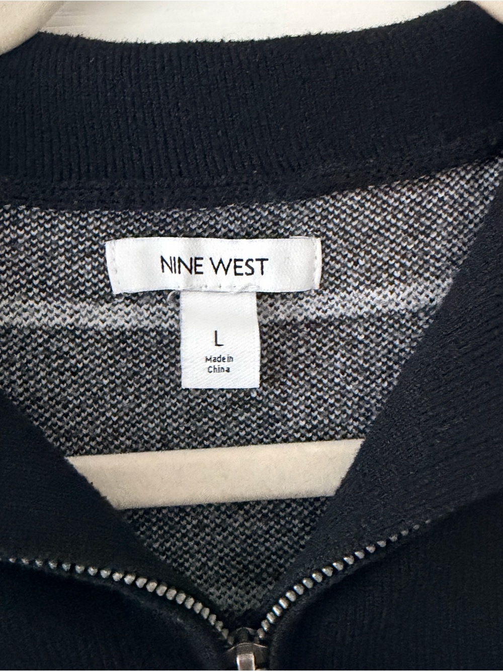 Nine West black and white patterned half-zip pullover sweater - Picture 5 of 6